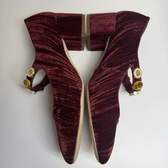 Circus NY By Sam Edelman Elaine Chianti Red Velvet Mary Jane Shoes Sz 7.5 New - Picture 3 of 10